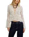 Free People Whispering Love Lace Blouse In White