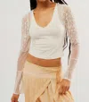 Free People Whos That Girl Long Sleeve Top In Ivory In Multi