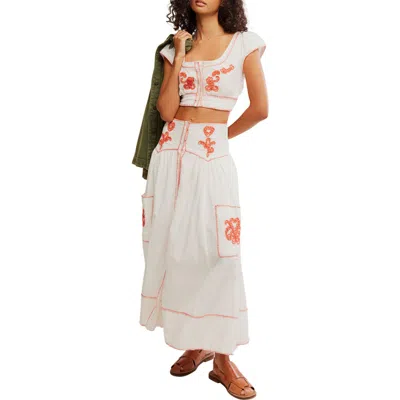 Free People Wild At Heart Crop Top & Maxi Skirt Set In Thriving Coral Combo