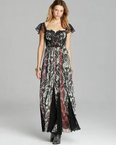 Pre-owned Free People Wild Hearts Printed Maxi Dress Size 2 Or 4 In Multicolor