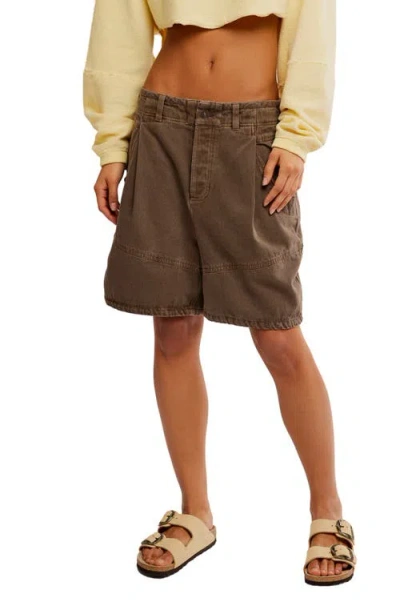 Free People Wild Rebel Barrel Shorts In Brown