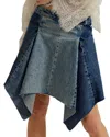 Free People Wild River Denim Handkerchief Hem Midi Skirt