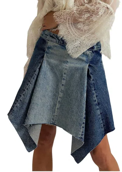 FREE PEOPLE WILD RIVER HANDKERCHIEF SKIRT IN BLUE
