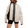 Free People Wild Rose Faux Leather Bomber Jacket In Cream
