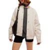 Free People Wild Rose Faux Leather Bomber Jacket In Cream