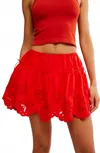 Free People Wildest Dream Eyelet Embroidery Miniskirt In Red
