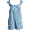 Free People Wildflower Embroidered Minidress In Copen Blue Com