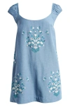 Free People Wildflower Embroidered Minidress In Copen Blue Com