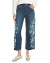 Free People Willow Floral Embroidered Jean In Blue