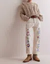 Free People Willow Floral Embrodiered Straight Leg Jeans