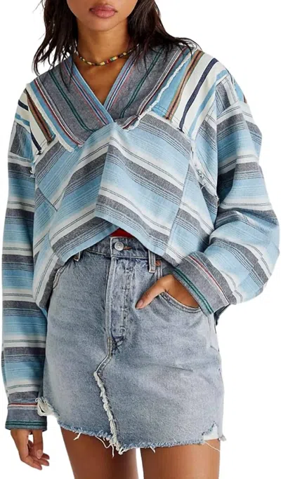 Free People Willowa Hoodie In Chambray Combo In Multi