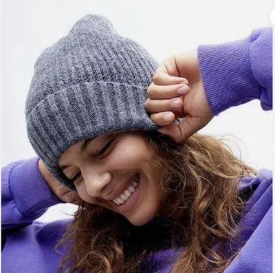 Free People Winnie Waffle Cuff Beanie In Charcoal In Gray