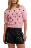 Free People Winter Blooms Pullover Crewneck Sweater In Quartz Pink Combo