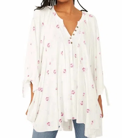 Free People Winter Sun Printed Blouse In Ivory Combo In White