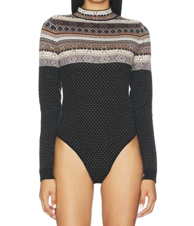 Free People Winter Warmer Bodysuit In Black Combo