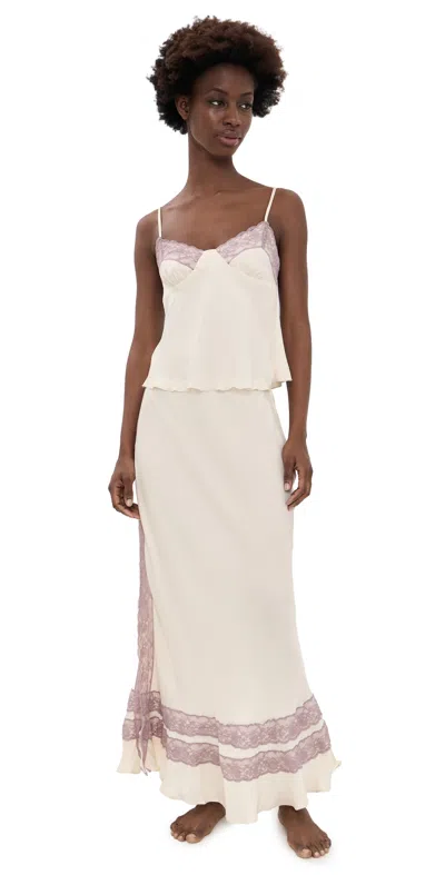 Free People Wish You Were Here Slip Set Pearled Elderberry C In Neutral