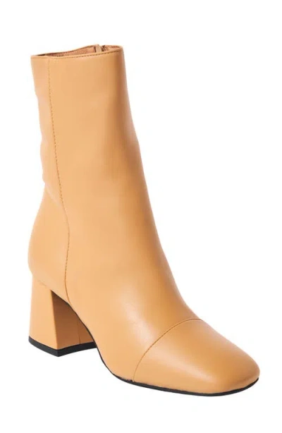 Free People Wisteria Cap Toe Bootie In Camel Leather