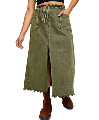 Free People Woke Up Like This Maxi Skirt In Olive Sparrow In Multi
