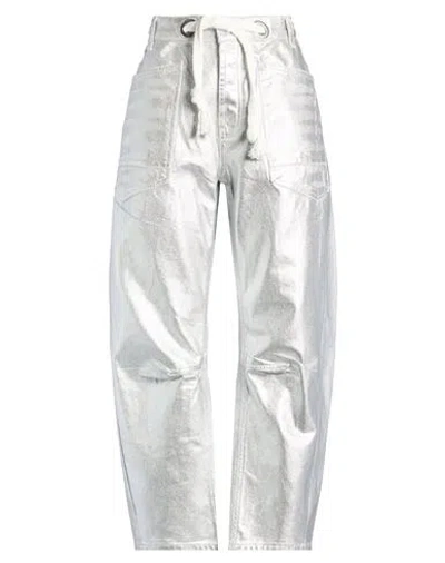 Free People Woman Jeans Silver Size 26 Cotton In Animal Print