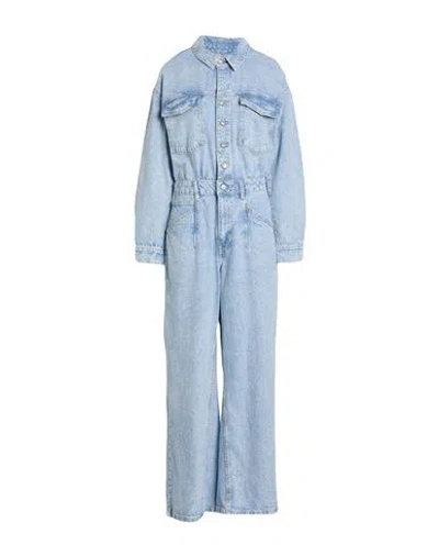 Free People Woman Jumpsuit Blue Size M Recycled Cotton, Lycra, Cotton