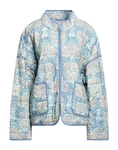 Free People Woman Puffer Slate Blue Size Xl Cotton
