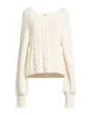 Free People Woman Sweater Ivory Size L Cotton, Acrylic In White
