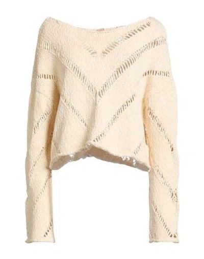 Free People Woman Sweater Ivory Size M Cotton In Neutral