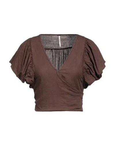 Free People Woman Top Chocolate Brown Size Xs Linen, Viscose