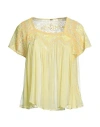 Free People Woman Top Pastel Yellow Size L Nylon, Cotton In Yellow