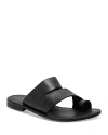 Free People Womens Toe Loop Leather Slide Sandals In Washed Black