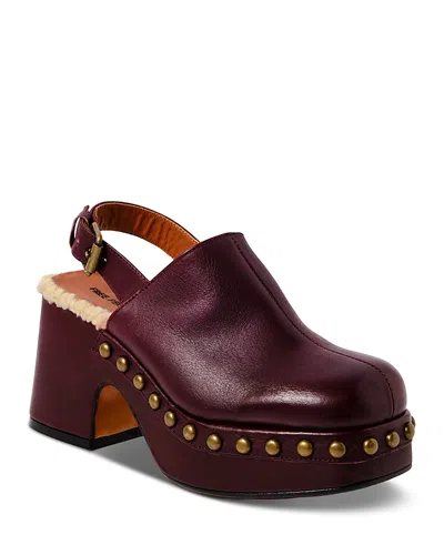 Free People Autumn Studded Slingback Platform Clog In Wine