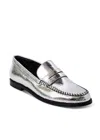 Free People Women's Blanket Stitch Loafer In Pewter In Silver
