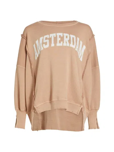 Free People Camden Oversize Graphic Sweatshirt In Brown Combo Amsterda
