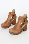 Free People Women's Cedar Leather Clog Shoes In Tan