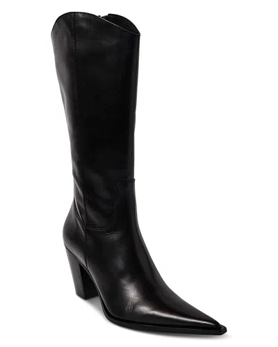 Free People Women's Copenhagen Pointed Toe Block Heel Boots In Black Leather