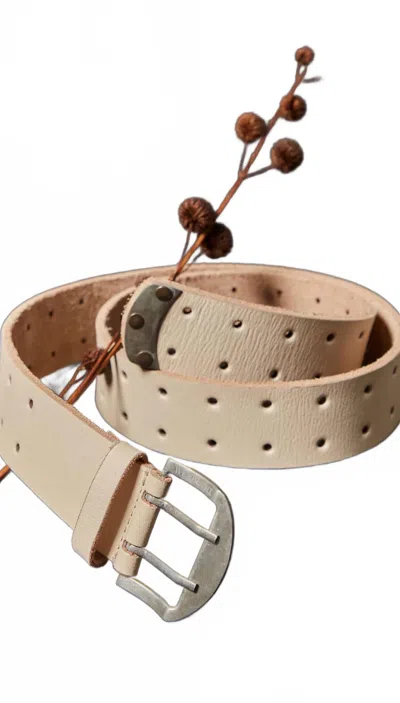 Free People Women's Double Cross Leather Belt In Beige In Sand