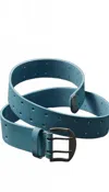 Free People Women's Double Cross Leather Belt In Light Blue In Blue