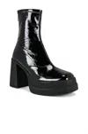 Free People Women's Double Stack Platform Patent Leather Ankle Boots In Black Patent In Black