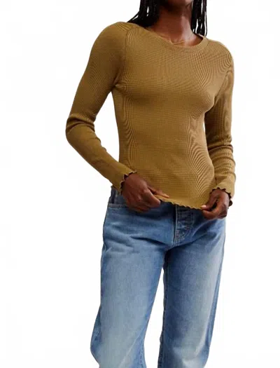 Free People Women's Easy Does It Top In Military Olive In Brown