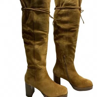 Free People Women's Echo Over-the-knee High Heel Platform Boots In Brown In Green