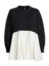 Free People Women's Eleanor Pleated Cotton Sweatshirt In Black Combo