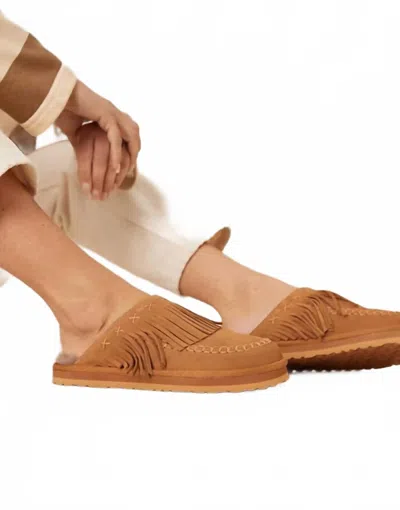 Free People Women's Fallon Fringe Mule In Toffee Suede In Brown