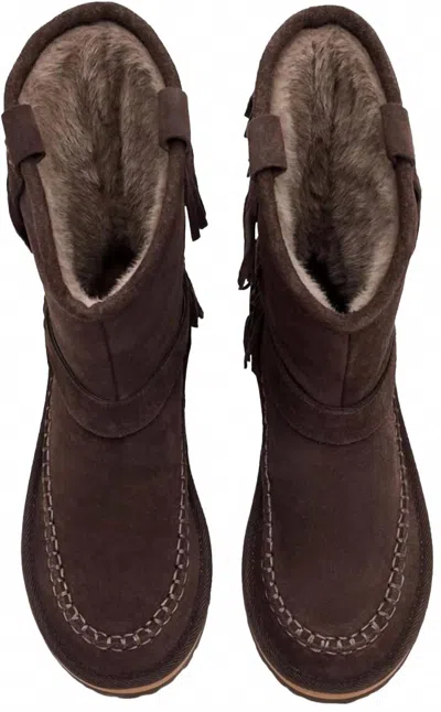 Free People Women's Faye Fringe Pull On Boots In Chocolate In Brown