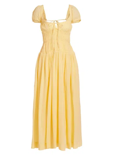 Free People Women's Feeling Bonita Shirred Maxi Dress In Pineapple Slice