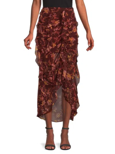 Free People Women's Flounce Around Floral Maxi Skirt In Dark Combo