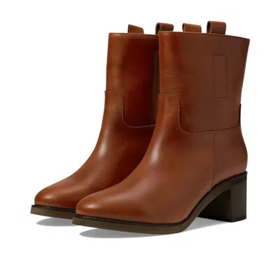 Free People Women's  Tabby Boots Tan Brown Leather Block Heel Hawk2667