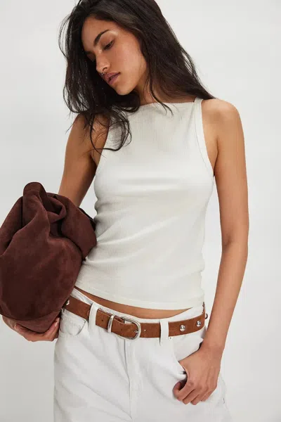 Free People Women's  We The Free Mia Tank Top Ivory Slim Fit Cropped Red866 In White