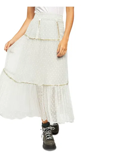 Free People Women's Gray Embellished Textured Maxi Peasant Skirt Blue Size 2 In White