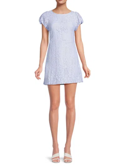 Free People Women's Hailee Lace A Line Mini Dress In Twinkling Blue