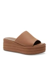 Free People Harbor Womens Leather Boho Slide Sandals In Tan
